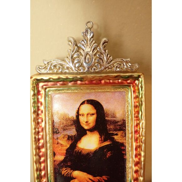Mona Lisa Frame Glass Blown Large Ornament Gold Ornate Art Da Vinci - Picture 7 of 9